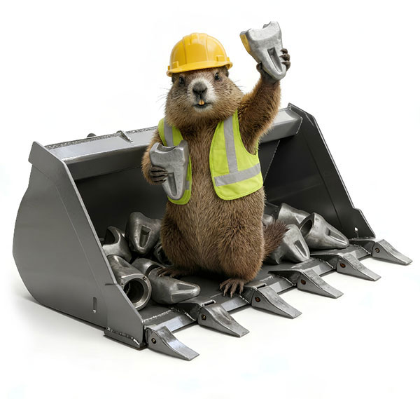 Groundhog inspecting bucket teeth